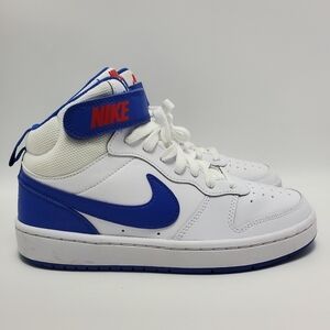 Nike Court Borough Mid 2 GS White Game Royal Blue Sneakers CD7782-101 Dize 4.5Y